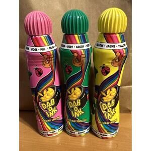 Dab-O-Ink 3 Ounce Bingo Markers Set of 3 Daubers 1 Each Yellow,‎ Green & Pink